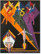Ernst Ludwig Kirchner Dancing girls in colourful rays oil painting
